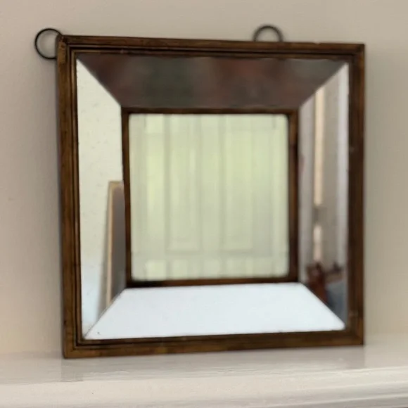 Beveled Gold Frame Mirror - 12 x 12 inches - Picture 3 of 4